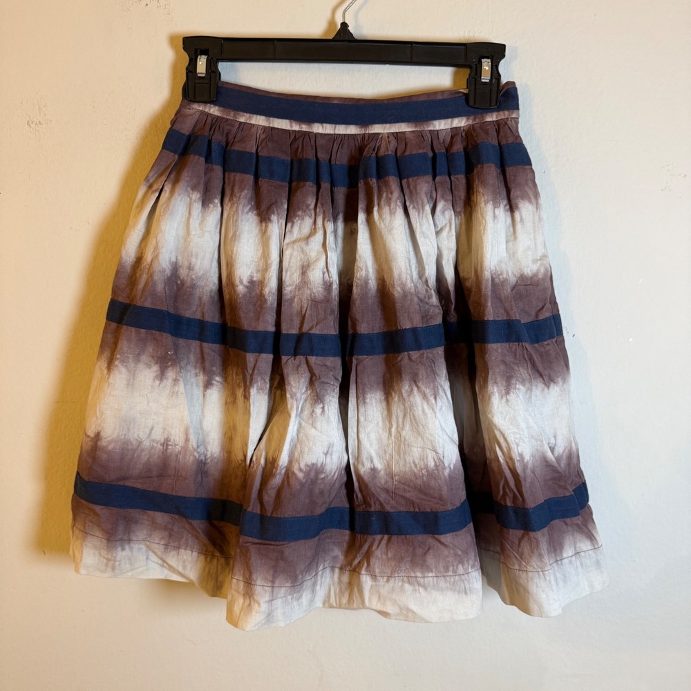 Anthropologie Edme & Esyllte Tie Dye Stripe Cotton Lace Trim Mini Skirt 0